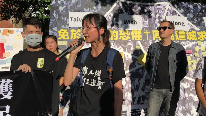 台湾人权促进会秘书长邱伊翎。(记者夏小华摄)
